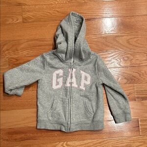 GAP Kids Heather Gray Hoodie with Pink Logo
